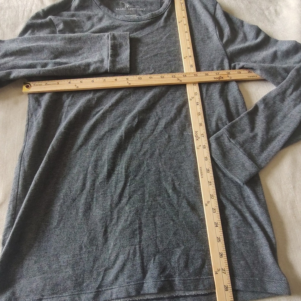 Marc Anthony Mens Slim Fit Long Sleeve Crew Neck Shirt Gray Heather Size M